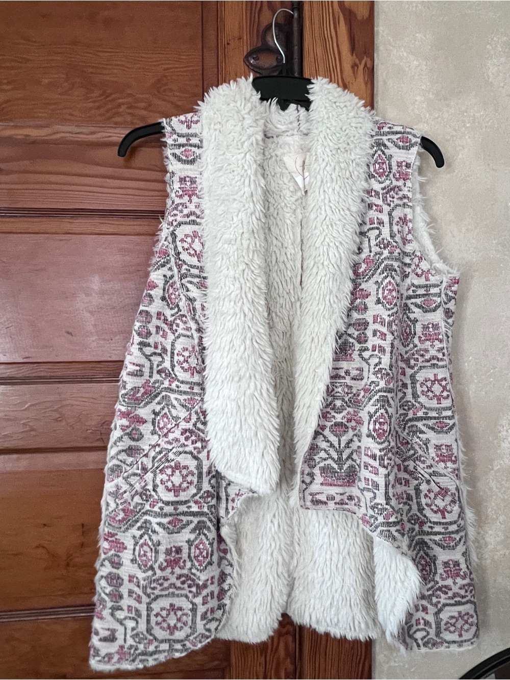 Anthropologie Hei Hei Bohemian Indie Faux Fur Oversized Open Cardigan Size S